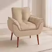 Poltrona Opala Decorativa para Sala de Estar e Quarto - Cadeira de Leitura Conforto com Pés Palito e Design Retrô (Bege)