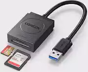 UGREEN Leitor de cartão SD USB 3.0 Leitor de cartão de memória flash de slot duplo TF SD Micro SD SDXC SDHC MMC RS-MMC Micro SDXC Micro SDHC UHS-I para Mac Windows Linux Chrome Leia 2 cartões