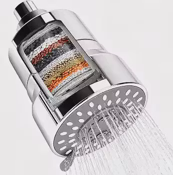 Chuveiro com Filtro, 5 Modos de Pulverização, Ângulo Ajustável 360°, com Filtro Removível Embutido, Pressurizador, Ideal para Pele e Cabelo, Chuveiro com Filtro, sem Aquecimento Elétrico