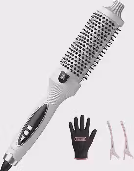 GOKOCO Escova Modeladora Térmica 38 mm com Íons Negativos,Bivolt GD037,9 Temperaturas,Aquecimento Rápido PTC,para Cachos,Ondas e Volume,Escova Styler,Branco