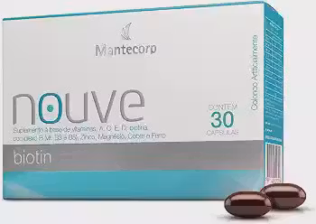 Nouvé Biotina – 30 cápsulas – Suplemento com Vitamina B7 – Auxilia na Manutenção da Pele, Unhas e Cabelos – Mantecorp