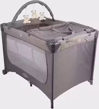 Berço Portátil Infantil Joly Baby Style com Mosquiteiro, Barra de Brinquedos, Trocador e Bolsa - Seguro, Confortável e Compacto INMETRO (Cinza)