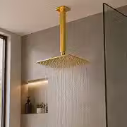 Ducha Chuveiro Luxo 20x20 Teto Quadrado Brilhante Dourado