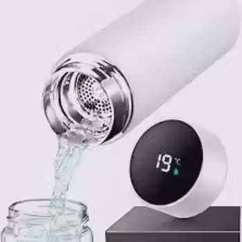 Garrafa Térmica Café, Água C/Sensor De Temperatura Em Led Cor:Branco