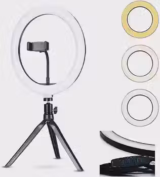 Anel Iluminador LED Flexivel Ring Light Tripe 20cm com Suporte Celular Universal Selfie Youtuber Gravação Fotos Makes