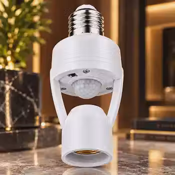 Soquete E27 com Sensor de Presença Infravermelho, Detecção de Movimento 360°, Automático para Lâmpadas, Fotocélula, Temporizador, Bivolt 110-220V, Econômico - Linha Premium