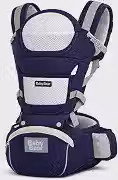 Bolsa Canguru Ergonômica Premium Baby Bear 3 em 1 | Assento Acolchoado| 12 posições | Alças Reguláveis | Bolsos Frontais e Laterais (Azul Marinho)