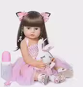 Bebê Reborn Boneca Menina 100% silicone pode dar banho criança presente Original Princesa 55CM
