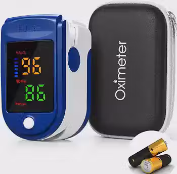 Oxímetro de Dedo com Estojo Rígido, Monitor SpO2 e Frequência Cardíaca