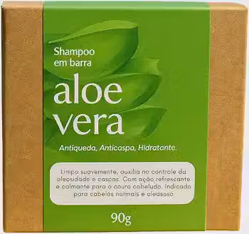 Shampoo em Barra Natural de Aloe Vera - Hidratação Anti Queda e Crescimento Capilar