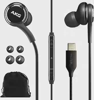 SAMSUNG Fones De Ouvido Akg Para Galaxy S23 Ultra - Fones De Ouvido Intra-Auriculares Usb Tipo C Originais Com Controle Remoto E Microfone - Trançados - Inclui Bolsa De Veludo - Preto