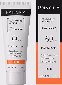 Principia Protetor Solar 16,5% Mix de Filtros UV + 5% Niacinamida FPS 60 Principia Skincare PS-01 com 40ml