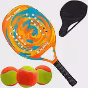 Kit Raquete Para Beach Tennis Profissional em Fibra Carbono Com Capa Protetora e 3 Bolinhas de Beach Tennis Para Iniciantes e Profissionais