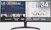 LG UltraWide Monitor Curvo 34' VA 100Hz 5ms (GtG) WQHD 2K (3440x1440) HDR10 PBP sRGB 99% Proporção 21:9, Preto - 34WR50QK