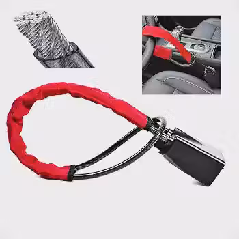 Trava Antifurto Veicular Volante Cinto Segurança Carro 3 Chaves (Vermelho)