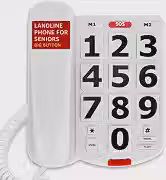 Uvital Telefone de botão grande para idosos, telefones para idosos, botão grande branco