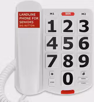 Uvital Telefone de botão grande para idosos, telefones para idosos, botão grande branco