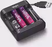 Carregador de Pilhas e Baterias USB com 2 Pilhas AA 1500mAh recarregáveis