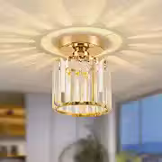 EKROTOK Luminária Pendente de LED 85-265V, Luminária de Teto 13cm x 17cm com 3 Cores, Luminária Plafon Sobrepor Led Moderna Crystal Dourado 6500k