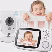 Babá Eletrônica Câmera para Bebês com Tela de 3.2' Visão Noturna 10M Infravermelha Monitoramento Temperatura, Áudio Bidirecional, Detecção de Som VOX, Modo Soneca Contem Visão Noturna Canção de Ninar
