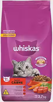WHISKAS Ração Carne Gatos Adultos 2,7 kg