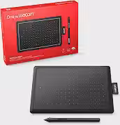 Mesa Digitalizadora One By Wacom CTL472, Pequena, Pen LP-190K, Preto e Vermelho