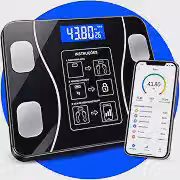 Balança Corporal Inteligente Digital Bluetooth até 180kg, Bioimpedância, Aplicativo, Gordura Corporal, Massa Muscular, Precisão 50g Fitness Premium