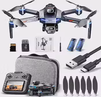 Drone com Câmera 4K GT8 Drone Profissional FPV com 2 Baterias e Controle Remoto com Tela, Até 25 Minutos De Voo, Sistema De Fluxo Óptico para Adultos e Iniciantes
