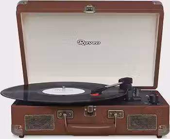 Raveo Vitrola Sonetto Vintage Brown com Conexão Bluetooth, USB Reproduz e Grava, Rádio FM, Saída Auxiliar e Bivolt