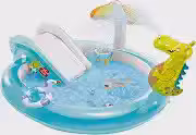 Intex Playground Inflável Jacaré Gator com Escorregador, Spray de Água, Sombra Cogumelo e Acessórios, 201x170x84 cm, 160L