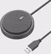 Microfone de conferência USB atualizado 2020 para computador, microfone condensador omnidirecional de 360° com tecla silenciosa, ótimo para videoconferências, jogos, conversas, Skype,