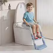 Troninho Redutor Infantil Assento com Escada OHANA BABY – Para Vaso Sanitário Redondo, Antiderrapante, Ideal para Crianças em Processo de Desfralde A partir de 18 Meses (Azul)