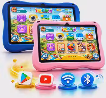 Tablet Infantil 7 Android 15 8GB RAM 128GB WiFi, Capa Protetora, Controle Parental, Jogos Educativos (Rosa)