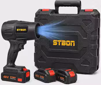 Soprador De Folhas Sem Fio 48V Com Maleta E 2 Baterias Recarregáveis Bivolt - Turbo Portátil Para Limpeza Automotiva Garagem Oficina Calçadas