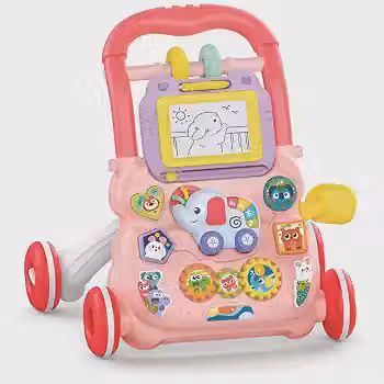 Andador Infantil de Empurrar Didático para Bebê Teclado Musical Lousa Mágica Brinquedo Educativo