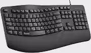RECCAZR Teclado ergonômico, teclado USB para computador com fio com descanso de pulso