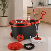 Mop Giratório 3 em 1 Cesto Inox 16 Litros Lava e Seca Centrifuga 360