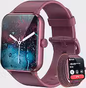 IOWODO Relógio Smartwatch 1.85' com Chamadas Bluetooth - 2 Pulseiras, 100+ Modos Esportivos, Assistente de Voz, Bateria Longa Duração - iPhone/Android(Clarete)