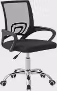 Cadeira Ergonômica Conthey Arco Home Office e Escritório, Encosto Mesh Respirável, Regulagem de Altura a Gás, Base Cromada 5 Rodízios 360°, Braços Fixos, Preta