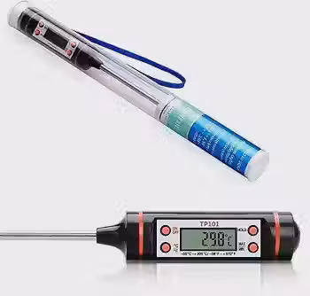 Termômetro Culinário Digital Inox à Prova D’Água Leitura Rápida -50ºC a 300ºC Função Hold Display LCD Ideal para Carnes, Frituras, Doces e Bebidas Linha Premium