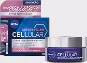 NIVEA Creme Facial Antissinais Cellular Filler Noite 49g, Hidratação Intensa 48h, Pele Firme, Preenche Rugas, Ácido Hialurônico, Cuidado Noturno