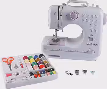 Máquina de costura portátil de 2 pontos com lâmpada e cortador de pedal - Eletrodomésticos - Kit de costura de 2 velocidades - Máquina de costura para iniciantes - Kit de costura - Acessórios de