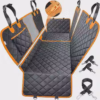 Capa para Pet. Protetora De Banco Traseiro De Carro, Impermeável. Proteção para Bancos dos veículos, Cães e Gatos. Com alças, Zíper, Estojo e Presilhas. Resistente a Riscos e Manchas. Premium. Laranja
