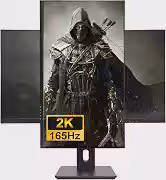 FYHXele 27' Gamer Monitor de jogos de 2K 165Hz QHD 2560x1440 IPS, 1ms, VESA, Alto-falante, Sincronização livre, 2xHDMI2.0, 2xDP1.4, 1xUSB, 95% DCI-P3, HDR400, Elevador e giratório