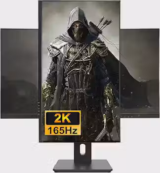 FYHXele 27' Gamer Monitor de jogos de 2K 165Hz QHD 2560x1440 IPS, 1ms, VESA, Alto-falante, Sincronização livre, 2xHDMI2.0, 2xDP1.4, 1xUSB, 95% DCI-P3, HDR400, Elevador e giratório