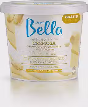 Cera Micro-Ondas Cremosa Chocolate Branco Depil Bella 100g, Depil Bella