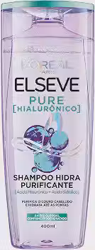 L'Oréal Paris Elseve Shampoo Hidra Purificante Pure Hialurônico, Purifica o Couro Cabeludo e Hidrata até as Pontas, 400ml