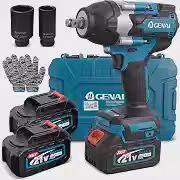 Chave de Impacto sem Escova 21V, 700Nm, 0-1800 RPM, 2 Baterias de Lítio 4.0Ah e Carregador, para Aperto de Porcas e Parafusos, Manutenção Automotiva e Construção (21V)