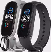 Pulseira para MI Band 5 6 e 7 em Silicone Uma Preta e Outra Cinza Band Silicone Resistente e Duravél
