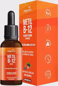 Bigens Metil B-12 Vegan Vitamin, Metilcobalamina 413% VD, Sabor Frutas Vermelhas, 20ml, Bigens